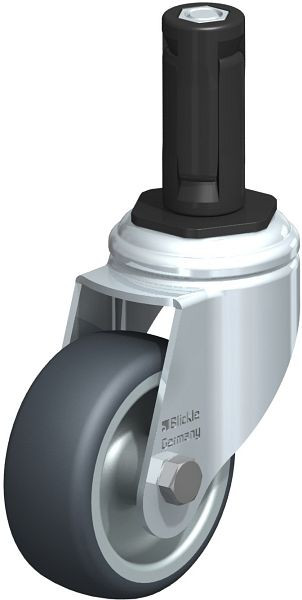 Blickle LKRA-TPA 80G-11-ER13 Apparate-Lenkrolle mit Expander, Thermoplastisches Gummi-Elastomer, Grau, 847837