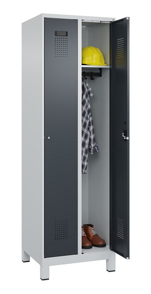 C+P Spind Evolo PLUS, mit Füßen, 2 Abteile, 1950x600x500mm, 7035/7016, Verschluss Zylinderschloss, Ablageböden 2, 049010-20 S10039