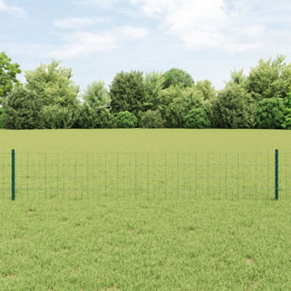 vidaXL Eurozaun Set aus 2 Grün Metall 25 x 0.4 m Langlebig Zaun, 3336014