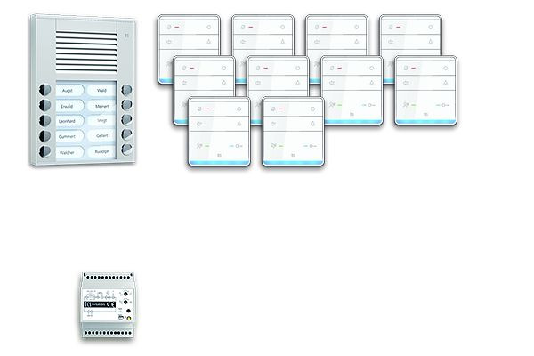 TCS Türkontrollsystem audio:pack AP für 10 Wohneinheiten, mit Außenstation PES 10 Klingeltasten, 10x Freisprecher ISW5010, Steuergerät, PPAF10-EN/01