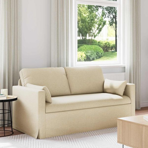 vidaXL Sofa 140cm Creme Metall, 42024367, 8721364376687