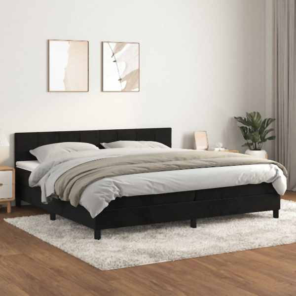 vidaXL Boxspringbett mit Matratze Schwarz 200x200 cm Samt, 3141325