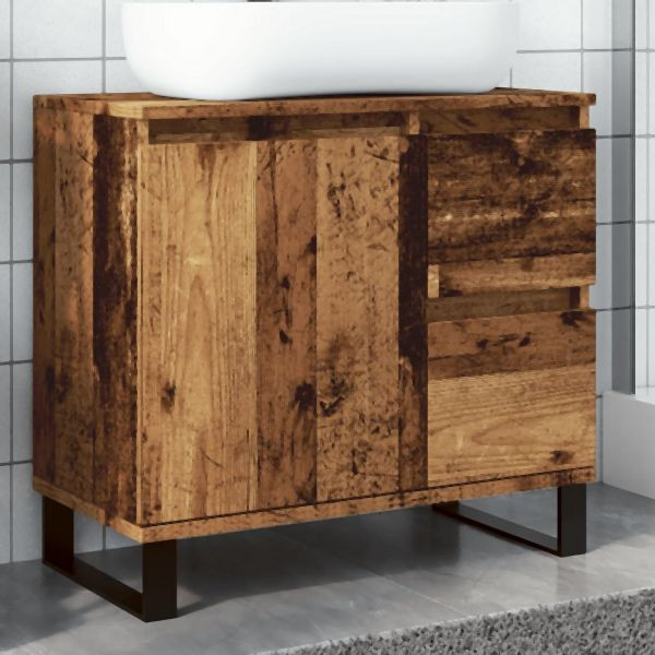 vidaXL Waschbeckenunterschrank Altholz-Optik 65x33x60 cm Holzwerkstoff, 857229