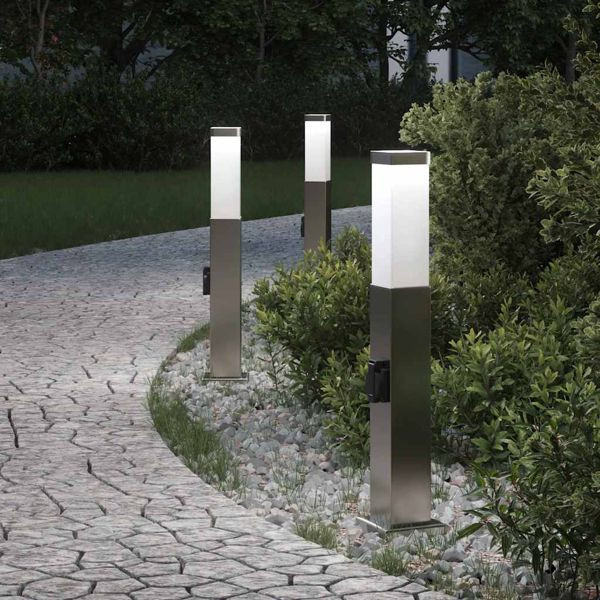 vidaXL Pollerleuchten mit Auslass 3 Stk. 50 cm Edelstahl IP44, 4006060