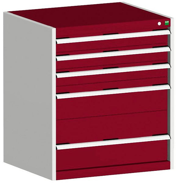 bott cubio Schubladenschrank bestückt mit 5 Schubladen BxTxH: 800 x 650 x 900 mm, RAL 7035/3004, 40020035.24V