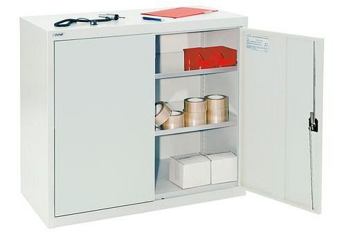 stumpf Flügeltürenschrank Esta, mit 2 Fachböden verzinkt, Korpus und Türen in lichtgrau, B 1000 mm, H 900 mm, 251876