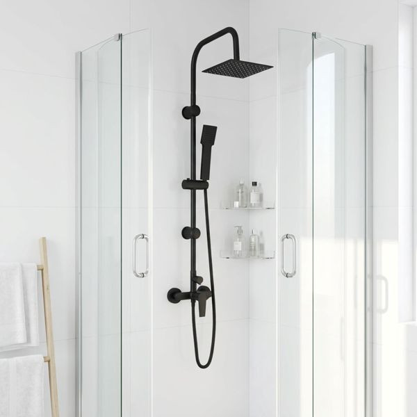 vidaXL Duschsystem Schwarz Edelstahl 21 x 48 x 112 cm, 42053769