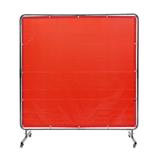 VEVOR Schweißvorhang 1,8 x 1,8 m aus Flammhemmendem Vinyl mit 4 Schwenkrädern und einem 6-stufigen UV-Schutz Schweißschutz Rot, DMSHJPF6X6YCSUE9VV0