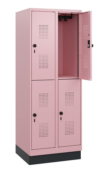 C+P Doppelstöckiger Spind Evolo PLUS, Sockel, 4 Fächer, 1630x600x500mm, 3015/301, Drehriegel, 0493205-20 S10032