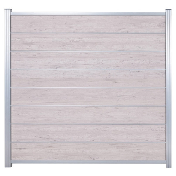 T&J GOTLAND-Serie WPC-Steckzaunsystem, Zaunset für ein Zaunfeld 180 x 175 cm, SAND / SILBER, kartonverpackt, 44831