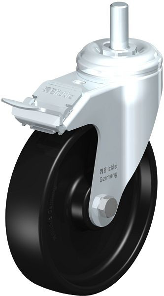 Blickle LKRA-POA 125K-FI-GS12 Apparate-Lenkrolle mit Gewindestift & Feststeller, Polyamid, Schwarz, 741222