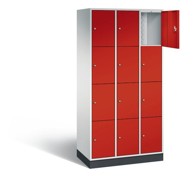 C+P Schließfachschrank Intro, H1950xB920xT490mm, Farbe: Lichtgrau / feuerrot, 8470-301 S10034