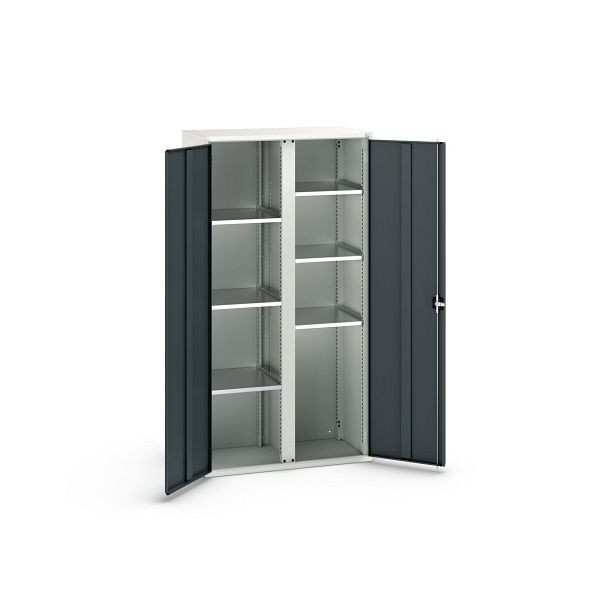 bott verso Flügeltürschrank, mit 6 Fachböden, BxTxH: 1050 x550 x 2000 mm, Lichtgrau / Anthrazitgrau, 16926580.19