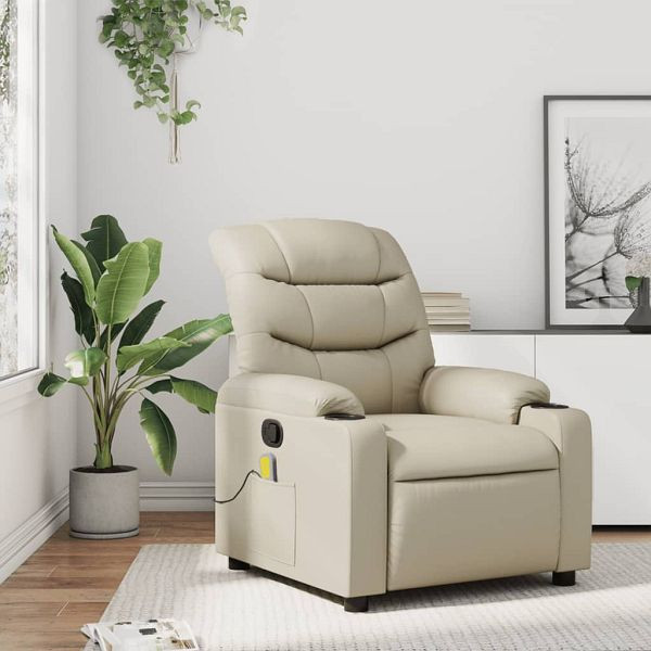 vidaXL Massagesessel Creme Kunstleder, 374141, 8721012370982
