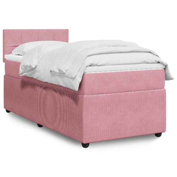vidaXL Boxspringbett mit Matratze Rosa 90x200 cm Samt, 3289955