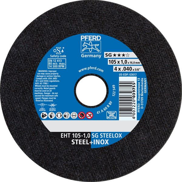 Pferd Trennscheibe EHT 105-1,0 SG STEELOX/16,0, VE: 25 Stück, 69121043