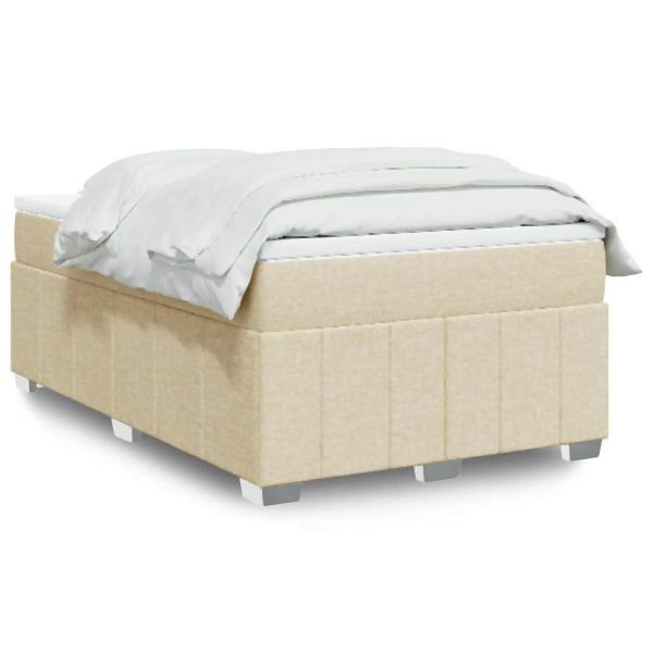vidaXL Boxspringbett mit Matratze Creme 120x200 cm Stoff, 3285468