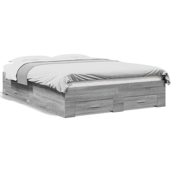 vidaXL Bettgestell mit Schubladen Grau Sonoma 120x200 cm Holzwerkstoff, 3280396