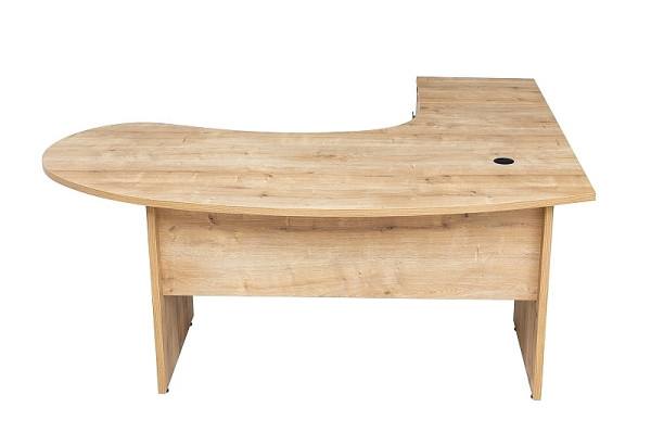 Mades Winkelschreibtisch "Gela", Holzfuß, Saphir Eiche Dekor, 180x120 x74 cm, inkl. Beistellcontainer, links gewinkelt, MAGHF1016180EIL