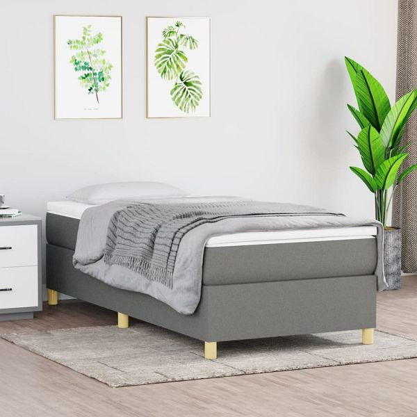 vidaXL Boxspringbett mit Matratze Dunkelgrau 100x200 cm Stoff, 3144499