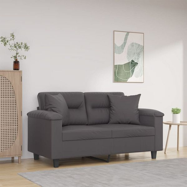 vidaXL 2-Sitzer-Sofa mit Zierkissen Grau 120 cm Kunstleder, 3200985