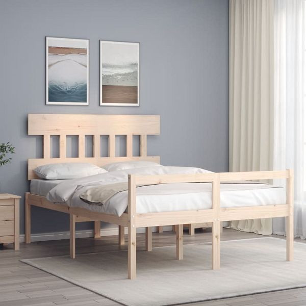 vidaXL Seniorenbett mit Kopfteil 140x190 cm Massivholz, 3195396