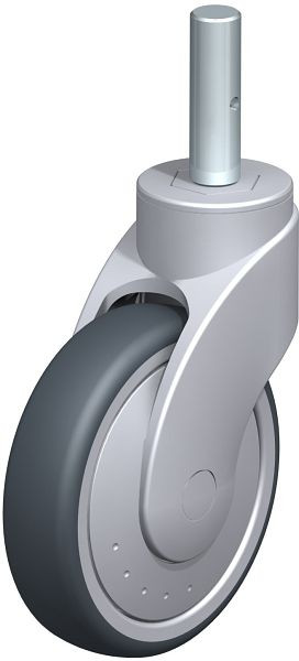 Blickle LWG-TPA 126K-FK-ZA51 Kunststoff-Lenkrolle WAVE mit Zapfen, Thermoplastisches Gummi-Elastomer, Grau, 747195