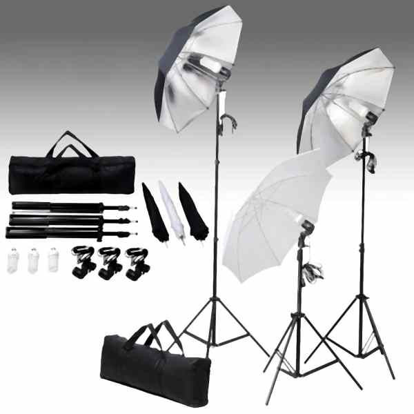 vidaXL Fotostudio-Set mit Lampen und Hintergrundsystem, 3055125