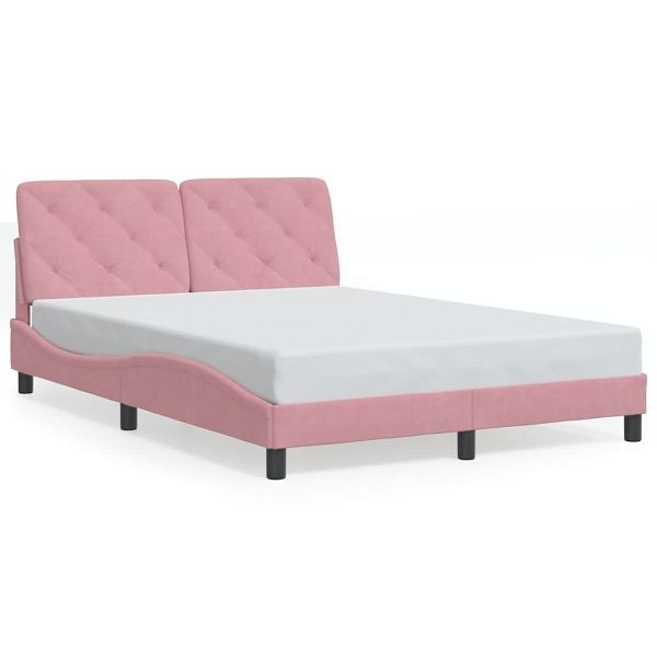 vidaXL Bettgestell mit Kopfteil Rosa 140x190 cm Samt, 3207922