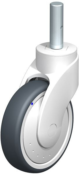 Blickle LWKX-TPA 126XK-FK-ZAX51 Kunststoff-Lenkrolle WAVE, rostfrei, mit Zapfen, Thermoplastisches Gummi-Elastomer, Grau, 742116