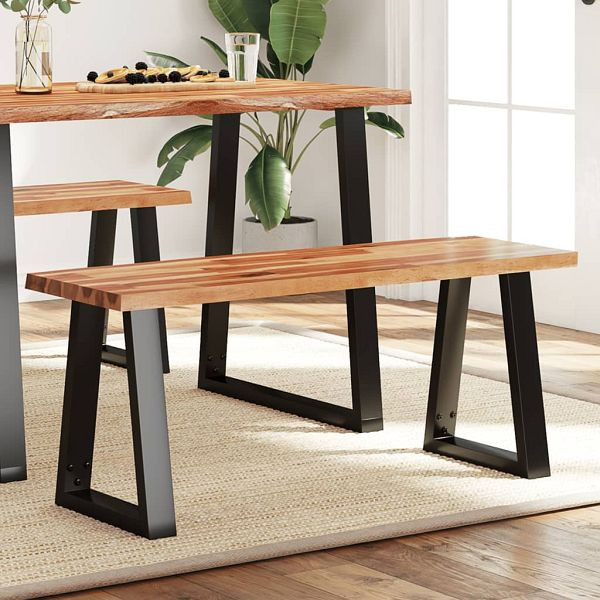 vidaXL Bank Baumkante 110 cm Massivholz Akazie, Material: Massives Akazienholz mit Öl-Finish, pulverbeschichteter Stahl, 353293