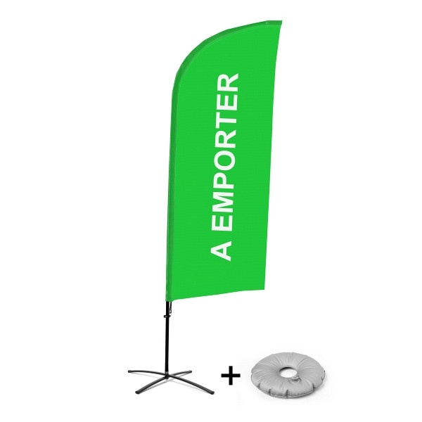 Showdown Displays Beachflag Alu Wind Komplett-Set Take Away Grün Französisch Kreuzständer, BFAW310-CB30-WB-I594