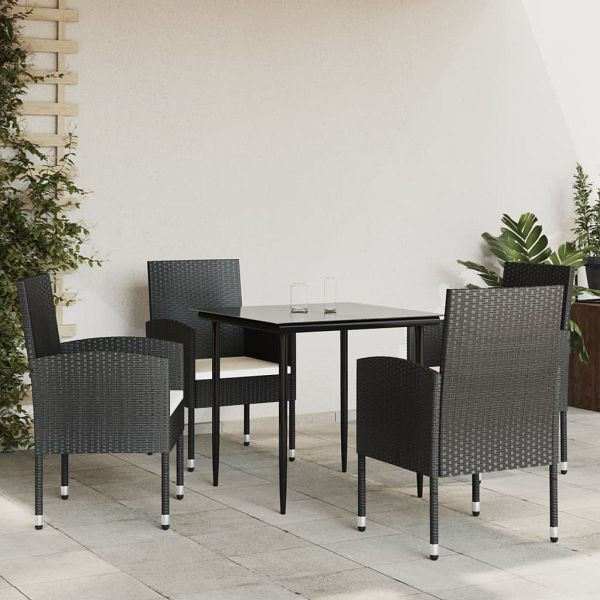 vidaXL 5-teilig Garten-Essgruppe Schwarz Poly Rattan und Stahl, 3203305