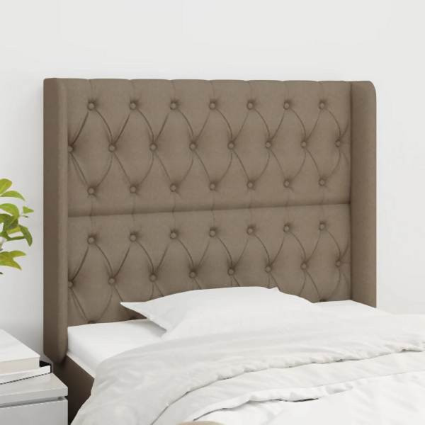 vidaXL Kopfteil mit Ohren Taupe 93x16x118/128 cm Stoff, 3119902
