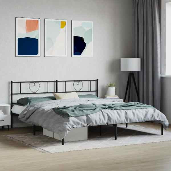 vidaXL Bettgestell mit Kopfteil Metall Schwarz 193x203 cm, 355469