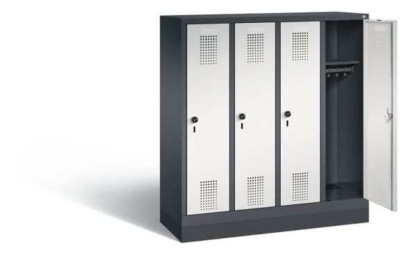 C+P Kindergarten-Spind Evolo, H1300xB1190xT300mm, Farbe: Schwarzgrau / Lichtgrau, 480203-40 S10103