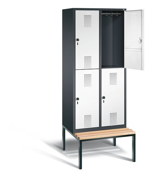 C+P Spind doppelstöckig Evolo, H2090xB810xT815mm, Farbe: Schwarzgrau / Verkehrsweiß, 48350-22 S10149