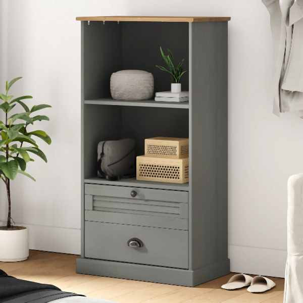 vidaXL Bücherregal VIGO Grau 60x35x114,5 cm Massivholz Kiefer, 353186