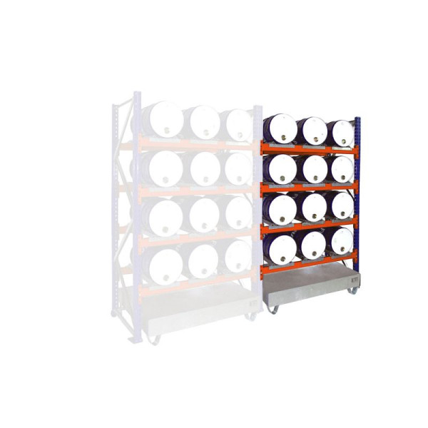 STEIN HGS Fassregal mit Auffangwanne Serie 3000 Anbauregal, 215 Liter, 12 x 60 L, ohne Gitterrost, 79135.0004