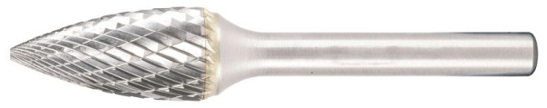 SW-Stahl Hartmetall Frässtift, spitzgebogen, mit 12 mm Bohrkrone, 82555L-10