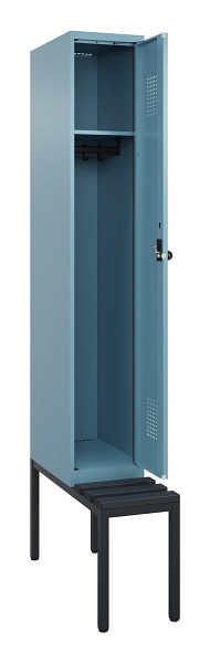 C+P Spind Evolo PLUS, 1 Abteile, 2120x300x815mm, 0010/0010, Haken 3, Drehriegel, Sitzfläche Kunststoff, Sitzbank, 0490507-10 S10075