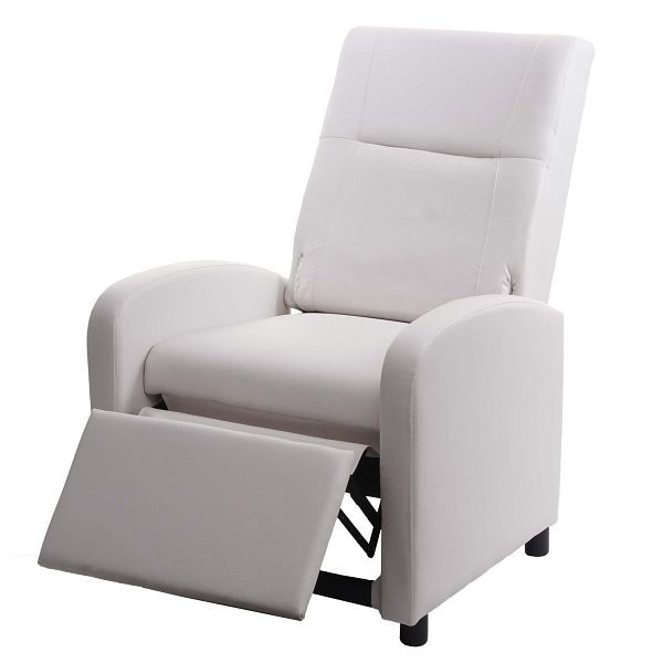 Mendler Fernsehsessel HWC-H18, Relaxsessel Liege Sessel, Kunstleder klappbar 99x70x75cm, weiß, 72664