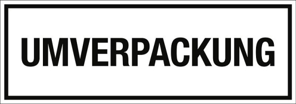 Moedel Gefahrzettel Text UMVERPACKUNG, Folie, 148x52 mm, VE: 500 Stück/Rolle, 95502