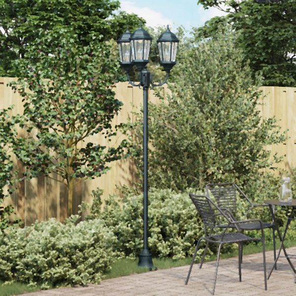 vidaXL Gartenlichtmasten 3-Lampe E27 Grün 220 cm Aluminium, 42000339