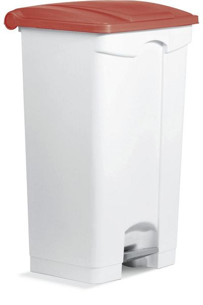 Deskin Tretabfallsammler, aus Kunststoff, Korpus weiß, Deckel rot, H 830 x B 500 x T 410 mm, 276483