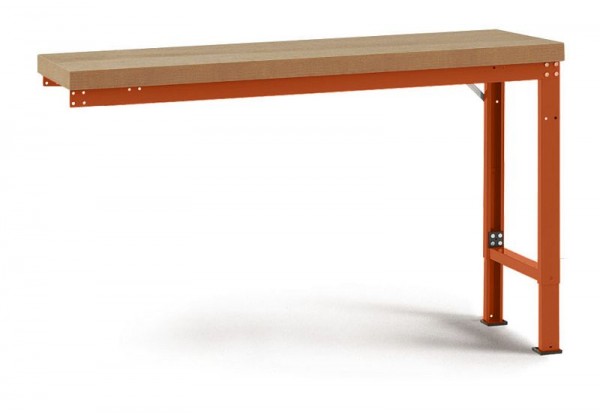 Manuflex Anbauwerkbank PROFI Spezial mit Multiplexplatte, BxTxH = 1250 x 700 x 750-1050 mm, Rotorange, WP7005.2001