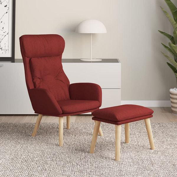 vidaXL Relaxsessel mit Hocker Weinrot Stoff, 3097758, 8720286900093