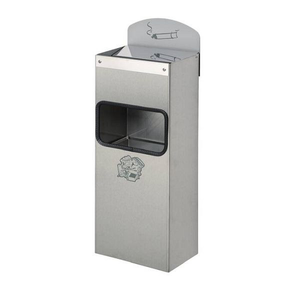 Stein HGS Kombiascher -Cubo Pura- 4 Liter aus Edelstahl, mit 0,8 L Ascher, zur Wandmontage, 16723