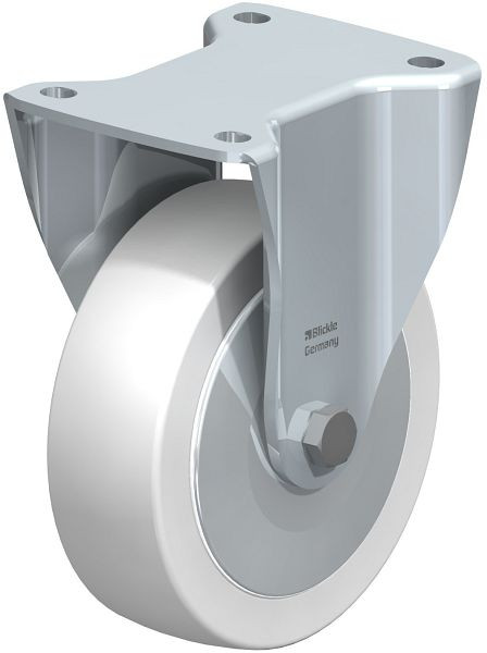Blickle BH-SPO 160K-FA Stahlblech-Bockrolle, Schwerlast-Ausführung, mit Anschraubplatte, Polyamid, Weiß, 852863