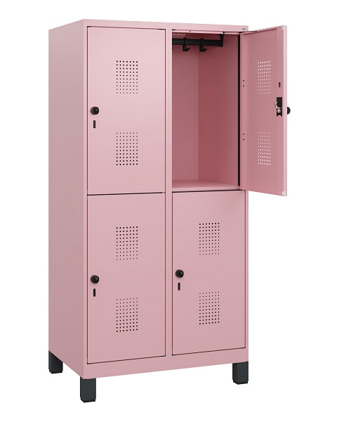C+P Doppelstöckiger Spind Evolo PLUS, Füße, 4 Fächer, 1630x800x500mm, 3015/3015, Drehriegel, 0493105-22 S10032
